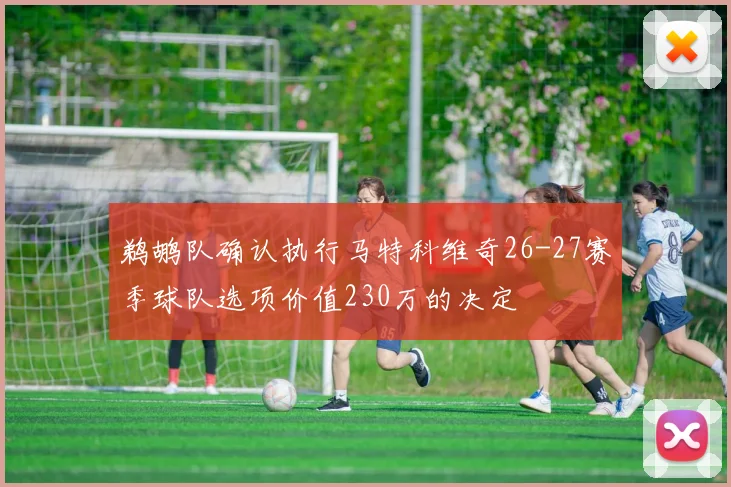 鹈鹕队确认执行马特科维奇26-27赛季球队选项价值230万的决定